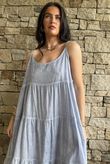 Lenni Cotton Tiered Dress Washed Denim